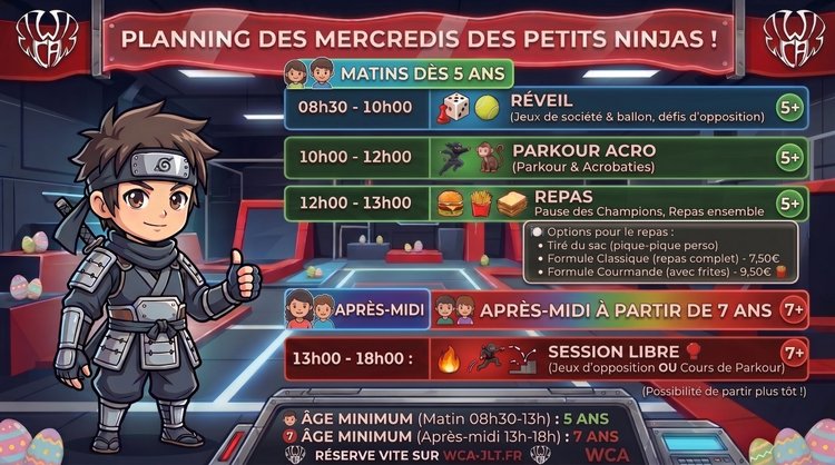 Flyer du planning des Mercredis des Petits Ninjas