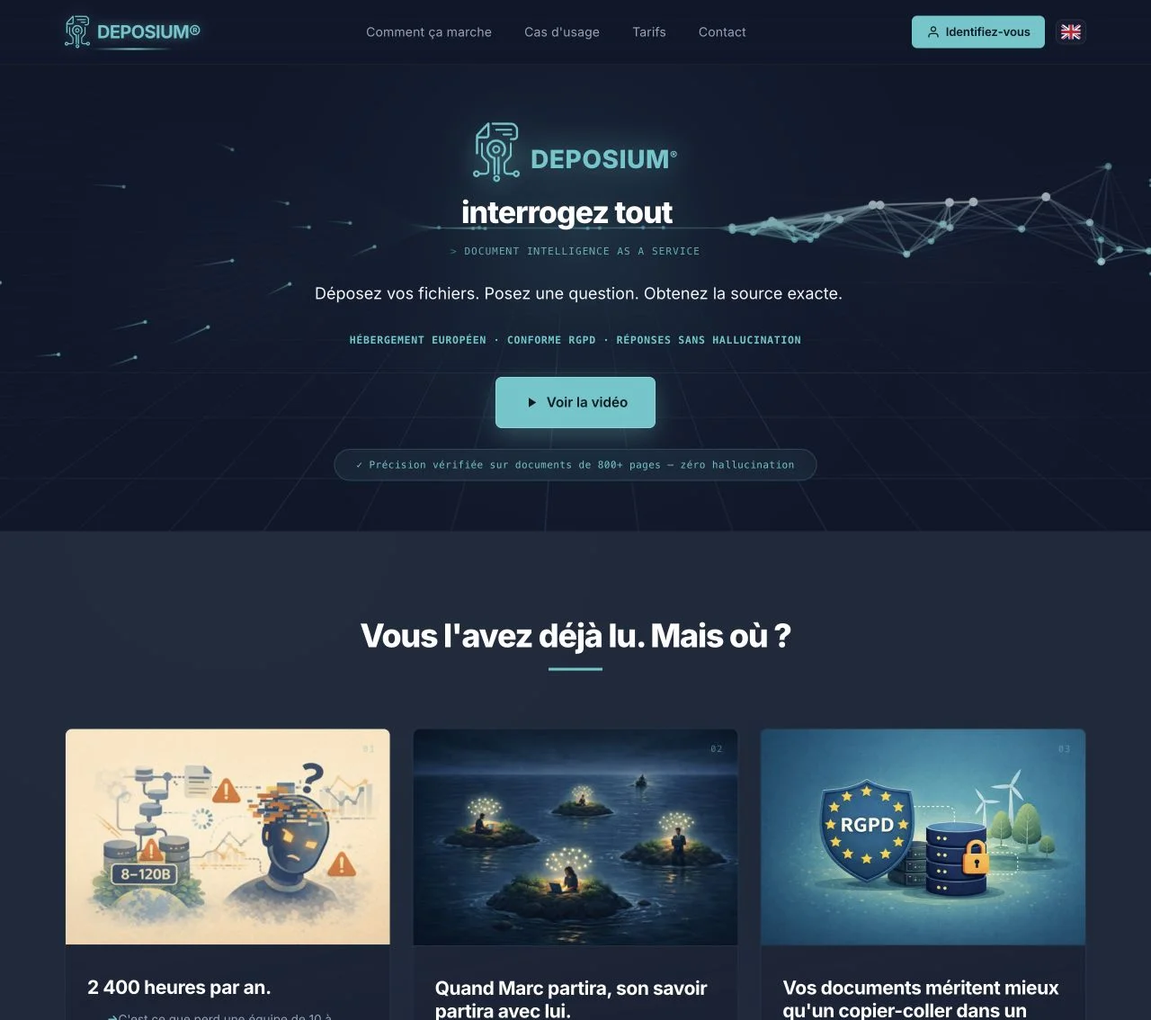 Site public de Deposium, illustration du projet GeoAI en cours
